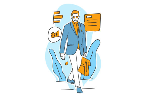 Businessman Success with Infographic: Visualizing Growth and Strategy