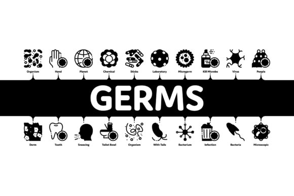 Communicating Hygiene and Health with the Bacteria Germs Minimal Infographic