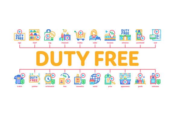 Duty Free Shop Store Minimal Infographic Design