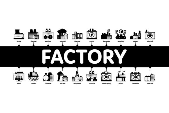 Factory Industrial Minimal Infographic: Streamlining Complex Manufacturing Data