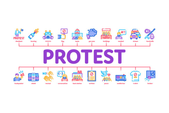 Strategic Application of Protest and Strike Minimal Infographic Assets