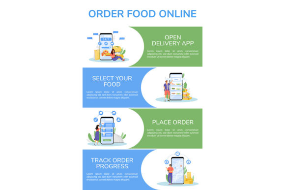 Visualizing Digital Dining: The Strategic Role of Food Order Flat Color Vector Infographics